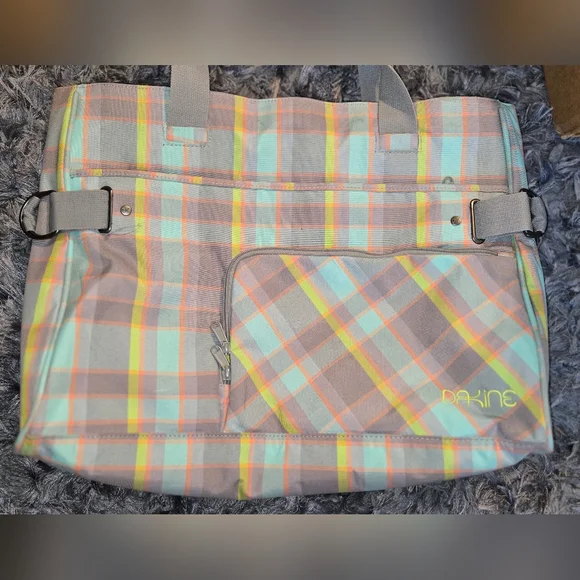 Dakine Multicolor Plaid Tote with Gray Straps - Picture 3 of 13